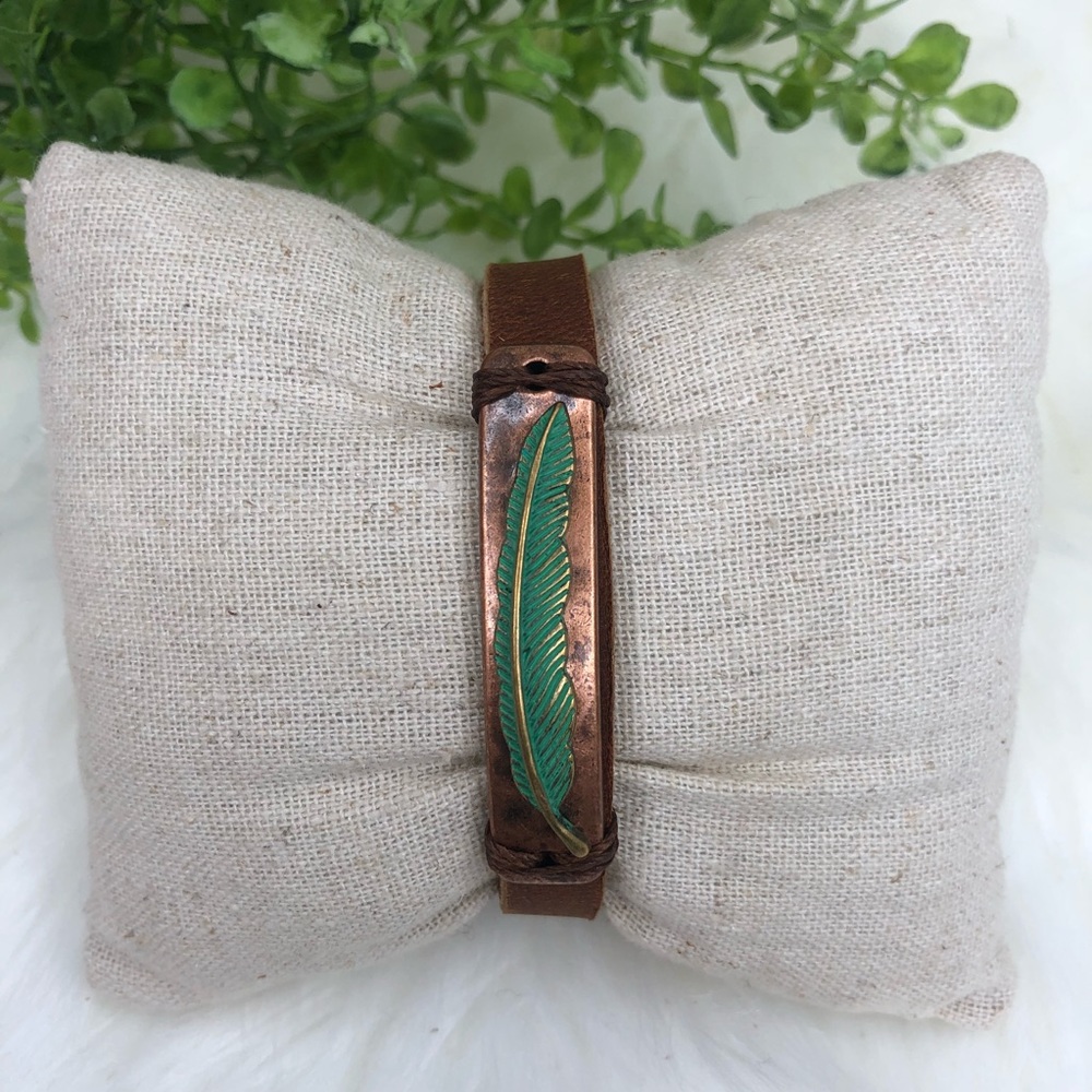 Handmade Leather | Feather Bracelet